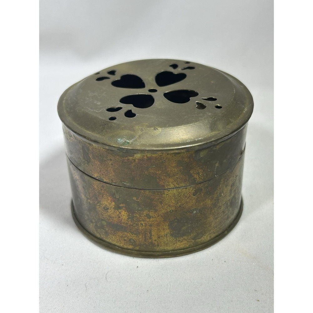 Vintage Brass Trinket Decorative Lidded Pot Incense Storage Box 2" Tall
